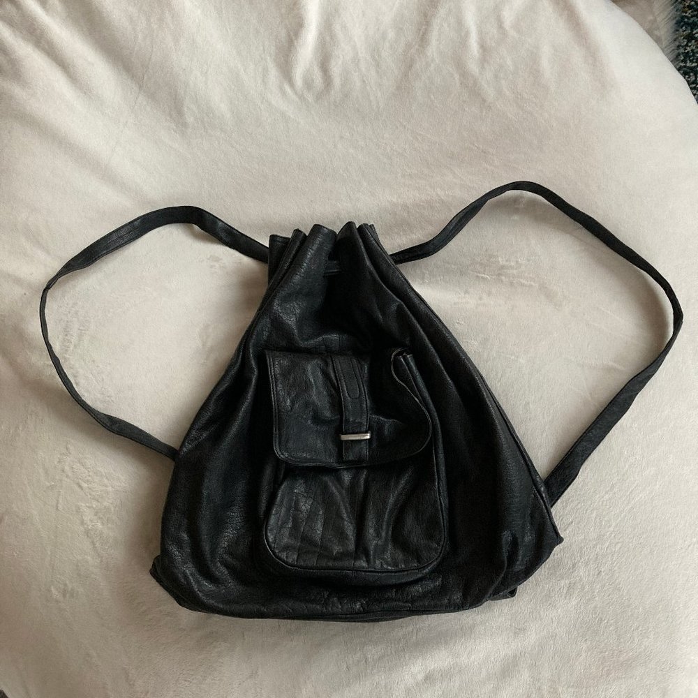 Black pleather backpack